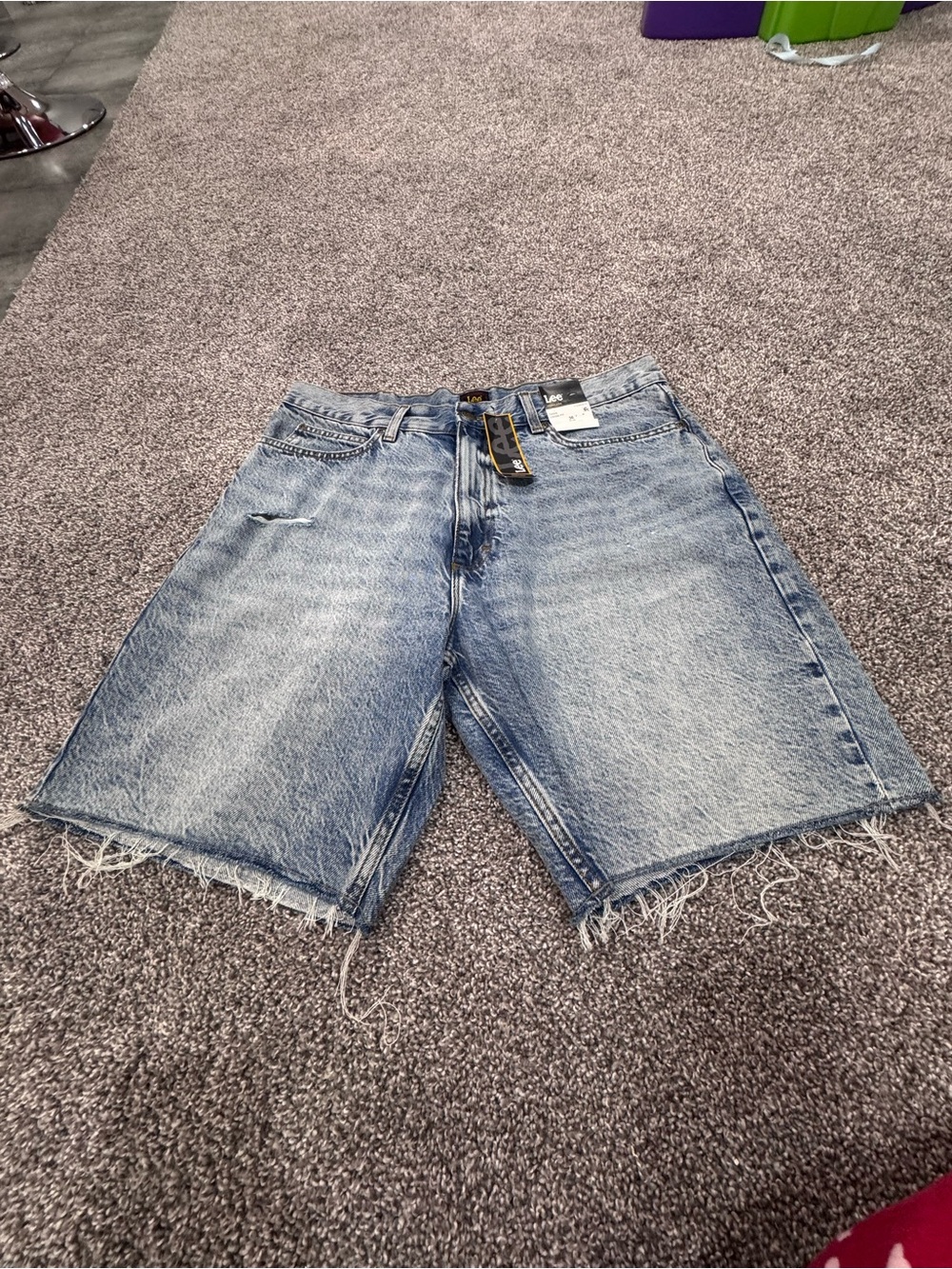 Lee Light Blue Distressed Denim Cutoff Shorts